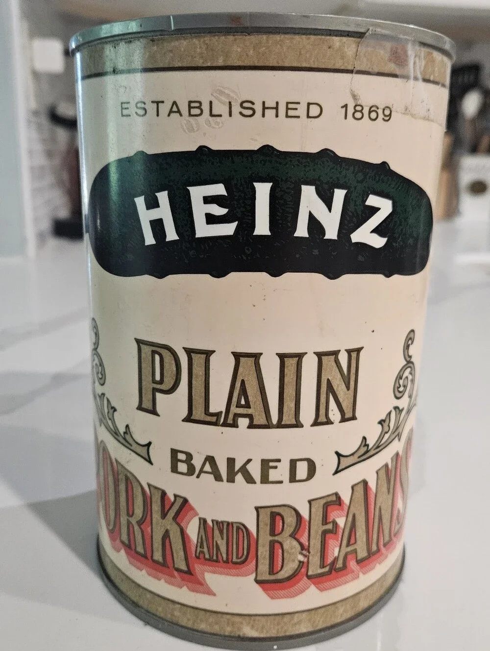 Heinz Vintage Plain Baked Beans Can - Can Opener 1960s Vintage Kitchen Old Logo